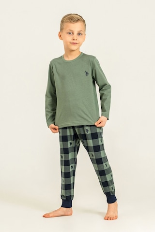 U.S. Polo Assn. Erkek Çocuk Pijama Takımı Baskılı Yeşil Uzun Kol Pijama Takımı Us2647-c-v2 Us2647-c-v2