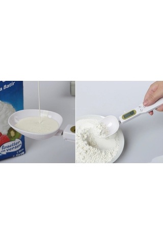 Dancemonkey Dijital Lcd Ekran Kaşık Şeklinde Gıda Ölçüm Aleti 500gr-0.1gr, Küçük Ve Pratik Beyaz