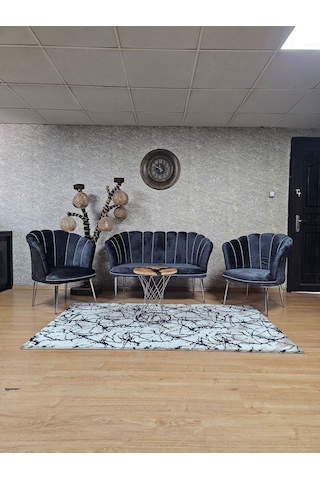 Papatya Çay Seti Koltuk Takımı Krom Sivriltme Ayak, Balkon, Salon 001