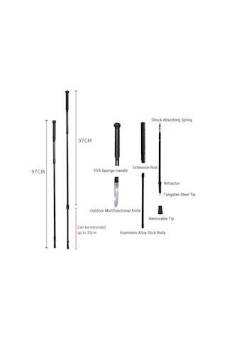 Dağcılık Teleskopik Yürüyüş Bastonları Alüminyum Alaşımlı Dağ Yürüyüşü Sopası Katlanabilir Yürüyüş Bastonu Siyah