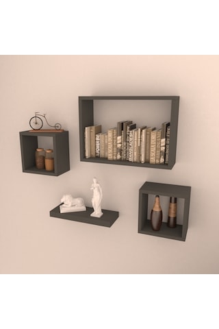 Rafkestir Mılan Duvar Raf Seti Antrasit ( Mat )