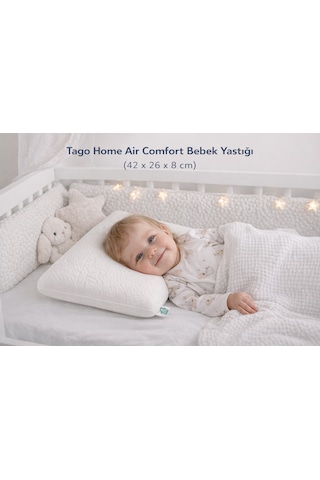Tago Home Air Comfort Ortopedik Visco Bebek Yastığı 42x26x8 Cm Beyaz