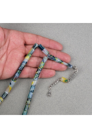 Arizona Katalin Alpaka Püskül Kesme Kesim 7x10mm Tesbih- Yeşil Beyaz