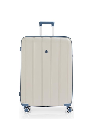 Mçs Bavul Büyük Ve Orta 2li Set Kırılmaz Silikon Valiz V305 Kemik/skyblue Bej