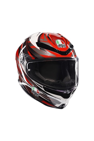 Agv K6 S Reeval White Red Grey Kapalı Kask Kırmızı - Beyaz