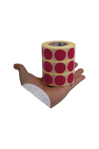 Renkli Kuşe Rulo Çap Etiketi 25mm X 25mm 2500 Adet Yan Yana 3 Lü