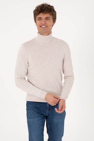 U.S. Polo Assn. Erkek Slim Fit Boğazlı Yaka Taş Basic Kazak 50288884-VR225