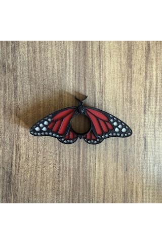 Kitap Ayracı - Sayfa Tutucu - Tek El Kitap Okuma Aparatı Kırmızı Kelebek