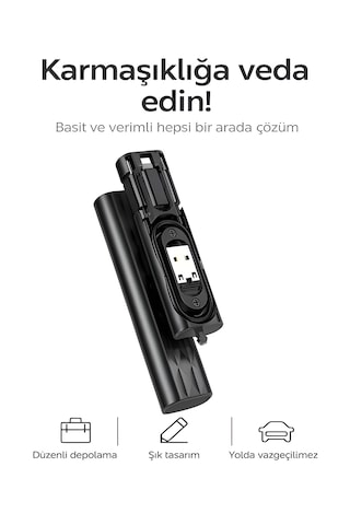 7 İn 1 Çok İşlevli Type-c Usb Micro Lightning Dönüştürücü Seyahat Seti Apple Uyumlu iPhone Android Pc Siyah