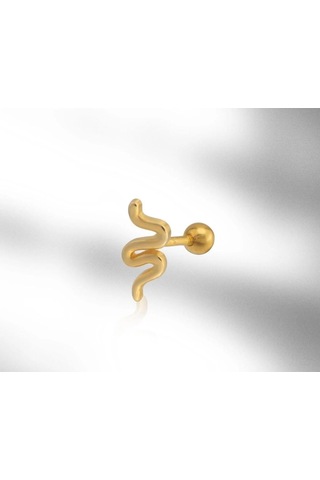 Tragus Piercing Çelik Paslanmaz Yılan Model Gold - 647609022 Gold