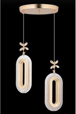 Serra Model 2'li Avizeb 3 Renk Modu Ledli Modern Salon Mutfak Oturma Odası Led Avize Gold