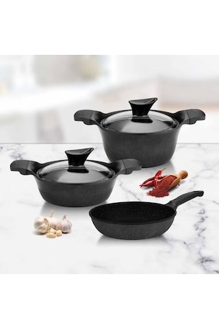 Cvs Dn 20030 5 Parça Döküm Granit Tencere Seti 24-26-26 Cm