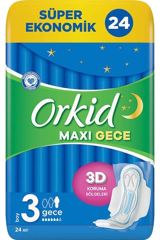 Orkid Maxi Hijyenik Ped Gece 24'lü
