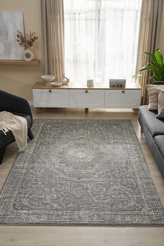 Mariesse Home Asır Serisi Vintage Modern Dokuma Salon Oturma Odası Halısı 1436a-antrasit