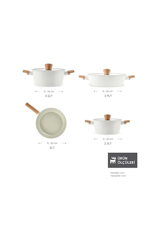 Karaca x Refika Swiss Crystal Almond Cream 7 Parça Tencere Seti Ind