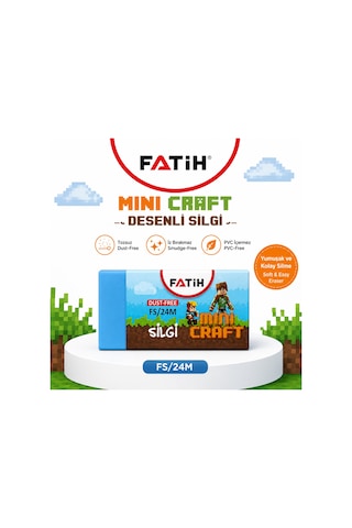 Fatih Mini Craft Desenli Silgi 12'li Set Tozsuz İz Bırakmaz Pvc İçermez Yumuşak Silgi