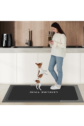 Dijital Kaymaz Yıkanabilir Mutfak Banyo Salon Paspas Halısı Trend Modern Al4002 Antrasit