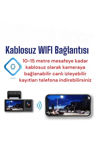 Kingline K-14 3 Kameralı Wifili Ekranlı Araç Kamerası