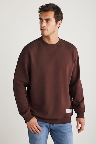 Grımelange Grımelange Travıs Erkek Organik Kumaşlı Yumuşacık Regular Fit Yuvarlak Yakalı Kahverengi Sweatshirt Kahverengi