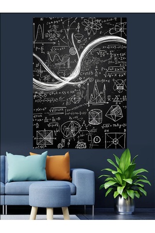 Kara Tahta Matematik Formülleri Dekoratif Kanvas - Mdf Ahşap Tablo