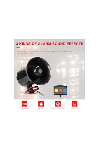 Mufunye 12v 25w Siyah Abs Araç Klarneti - 110db Yüksek Sesli Üç Tonal Hoparlör