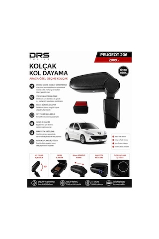 Peugeot 206 2009 - 2012 Kolçak Kol Dayama Siyah