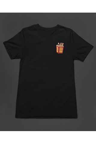 Bumeta Tom And Jerry Pop Corn Kedi Çizgi Film Unisex Tişört T-shirt Siyah