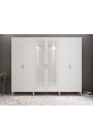 Açelya Portmanto Vestiyer Meşe Beyaz 270 cmM6