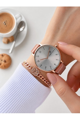 Daniel Klein Deri Kordonlu 2 Yıl Garantili 3 Atm Suya Dayanıklı Kadın Kol Saati+bileklik Bd.12810.5 Rose Gold
