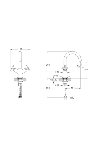VitrA A4288425 Origin Classic Çift Kumandalı Lavabo Bataryası Fırçalı Altın