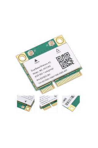 Yaleker Intel 7265ac Çipli Mini Pcı-e Ağ Kartı, 1200mbps 2.4/5g Çift Bant, Bluetooth 4.2, 802.11ac Desteği