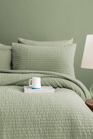 Savanna Yıkanmış Sage %100 Pamuk Poplin Yatak Örtüsü 180 260cm Yeşil