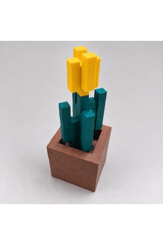 Piksel Lale Biblo - 3d Baskı, Minecraft Esintili Sarı