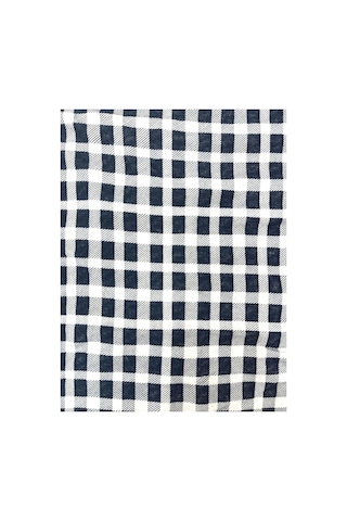 Desenli Penye Diz Altı Büyük Beden Anne Kadın Kapri Lacivert Dama Ekose