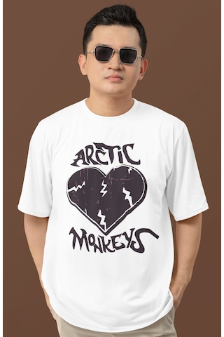 Sevbano Arctic Monkeys Baskılı Unisex Oversize Efsane Müzik Grubu Tişört Beyaz