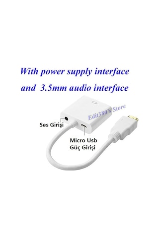 Hdmi To Vga Kablo Ses Çevirici Micro Usb Güç Ps3 Ps4 Xbox 360 Pi