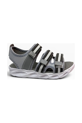 Arzen Bebe 231-26 3 Cırtlı Anatomik Çocuk Sandalet Gri Gümüş 31-35
