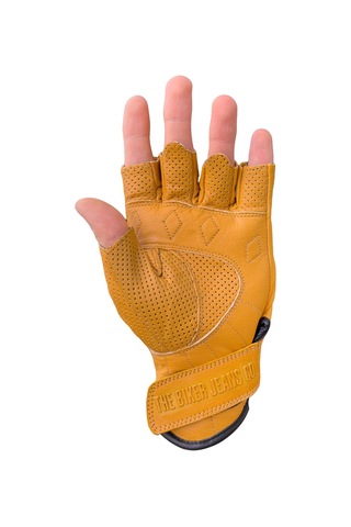 Fingerless Flx Leather Yellow Korumalı Motosiklet Deri Eldiveni