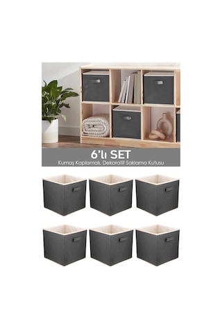 6'lı Dolap Içi Düzenleyici , Çamaşır Oyuncak Saklama Kutusu Sepet Organizer 33x30x30 Gri
