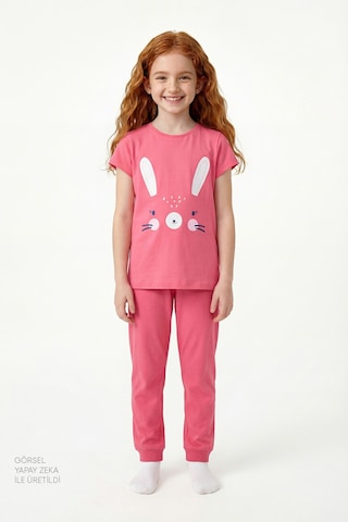 Penti Pembe Kız Çocuk Cute Rabbit Uzun Kollu Pamuklu 2'li Pijama Takımı