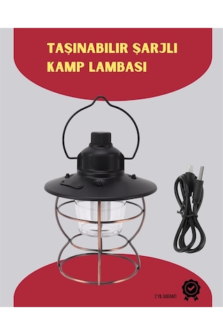 Usb Şarjlı Retro Led Kamp Feneri - 4 Işık Modu, Su Geçirmez, Taşınabilir Çok Renkli