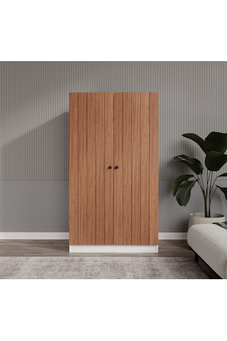 Esen 2 Kapılı 6 Bölmeli Bambu-beyaz Elbise Dolabı