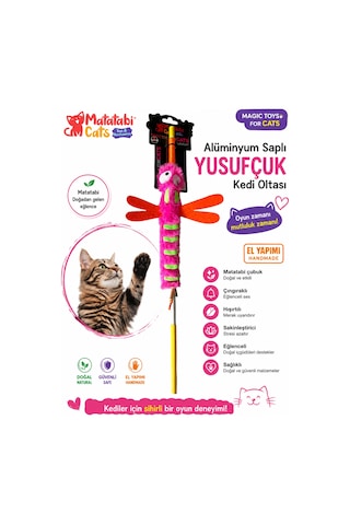 Matatabi Cats Yusufçuk Al. Saplı Kedi Oltası Matatabi,çıngırak Ve Özel Hışırtı İçerir.özel Kumaş