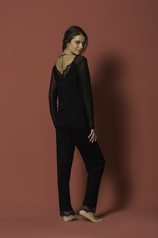 Monamise 18154 Kadın Uzun Kollu Pijama Takım-siyah Siyah