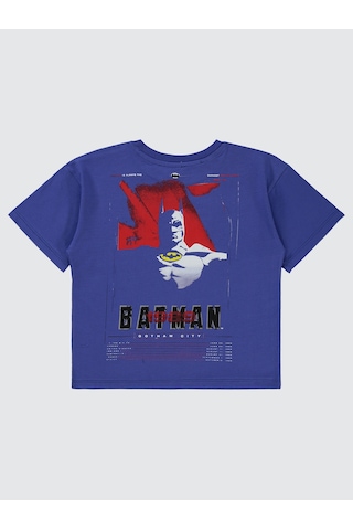 Batman Erkek Çocuk Tişört 6-9 Yaş Saks Saks Mavisi