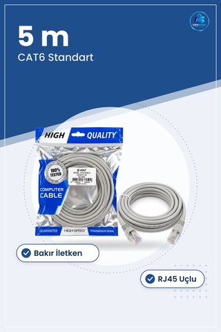 Cat6 Ethernet Kablo 5 M Yüksek Hız Bakır İletkenli Rj45 Modem Rou