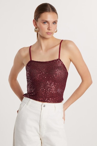 Tudors Kadın Slim Fit Dar Kesim Bordo Sıfır Kol U Yaka Bluz-33336