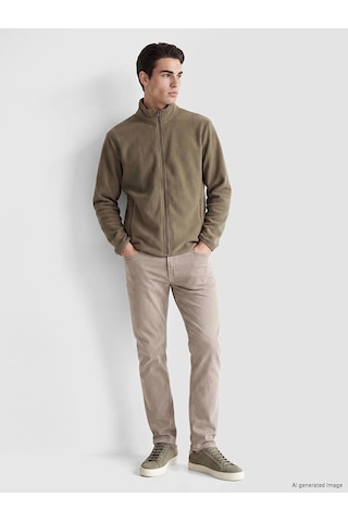 Lcwaıkıkı Classic Haki Dik Yaka Erkek Polar Fermuarlı Sweatshirt Diğer