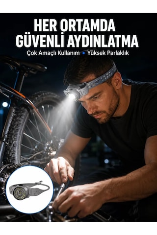 Ayarlanabilir Baş Bantlı Led Kafa Lambası Çok Amaçlı Aydınlatma Çözümü Gri