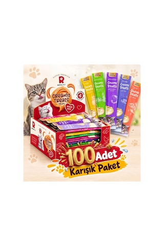 Royal Pet Krema Kedi Ödül Maması Karışık Paket 14 Gr X 100 Adet